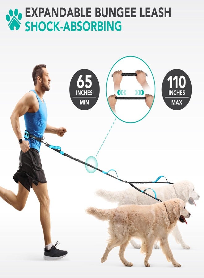PetAmi Double Dog Leash with 360 Swivel No-Tangle Coupler, Heavy Duty Dual Dog Leash with Shock-Absorbing Bungee, Padded Handles, Reflective for Medium & Large Dogs, Sea Blue - Image 5