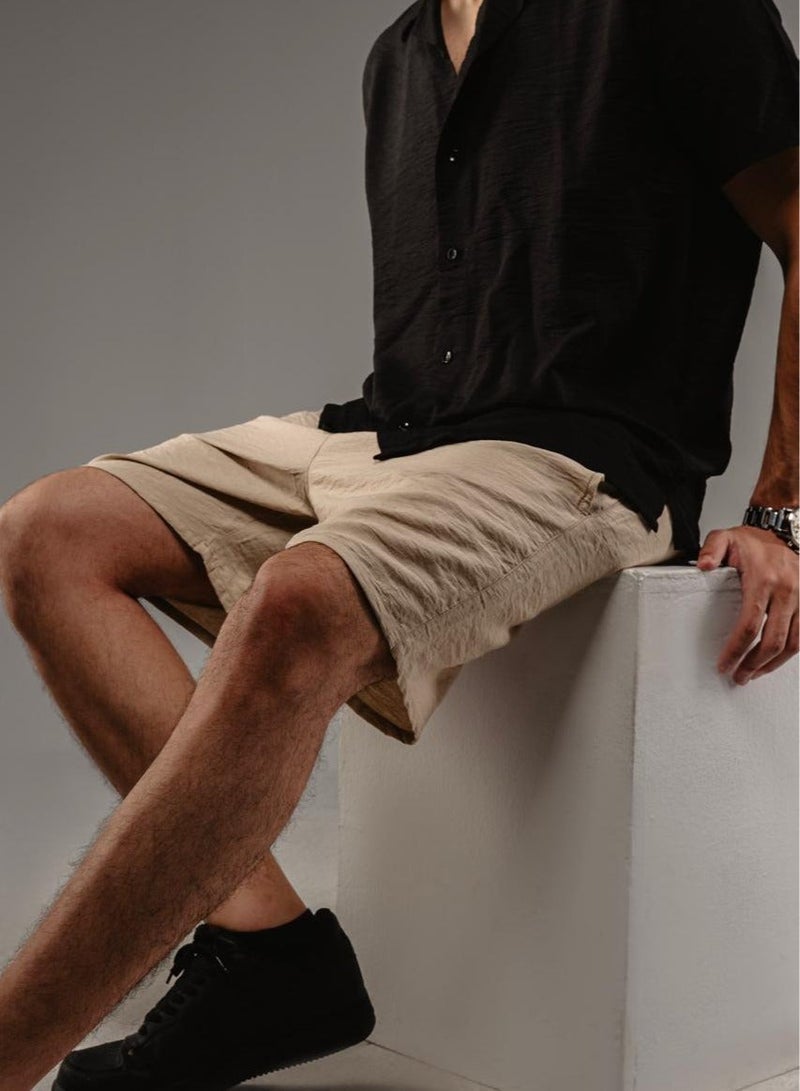 Linen short for men available in (beige , black & white) - Image 1