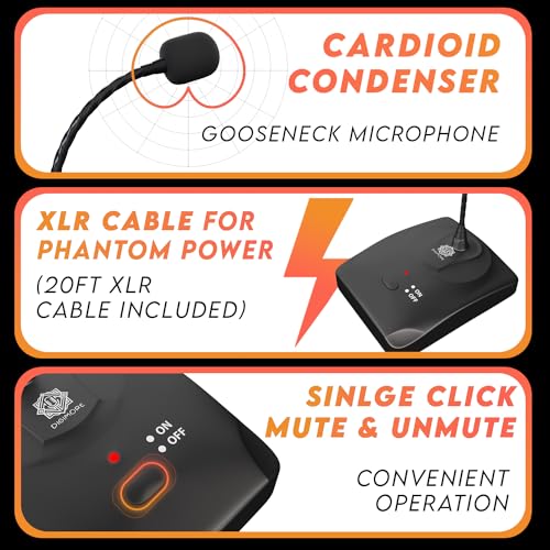 DIGIMORE Desktop Condenser Gooseneck Microphone 18" Podium Microphone with ON/Off Switch, XLR Mic for Meetings Video Conferences, Streaming Lectures (D-650) - Image 2
