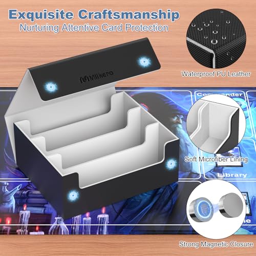 Mlikero Card Deck Case for Trading Cards 1800+, Trading Card Storage Box Fits Toploader and Magnetic Card Holder, Leather Magnetic Closure Deck Box Fit for MTG, TCG - Image 4