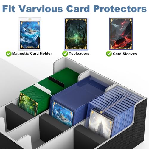 Mlikero Card Deck Case for Trading Cards 1800+, Trading Card Storage Box Fits Toploader and Magnetic Card Holder, Leather Magnetic Closure Deck Box Fit for MTG, TCG - Image 2