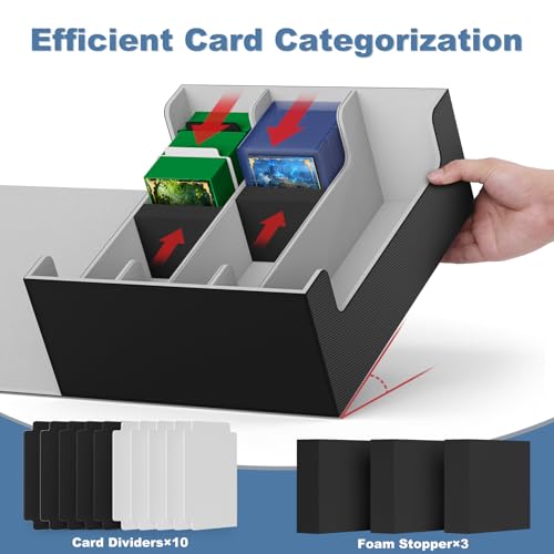 Mlikero Card Deck Case for Trading Cards 1800+, Trading Card Storage Box Fits Toploader and Magnetic Card Holder, Leather Magnetic Closure Deck Box Fit for MTG, TCG - Image 3