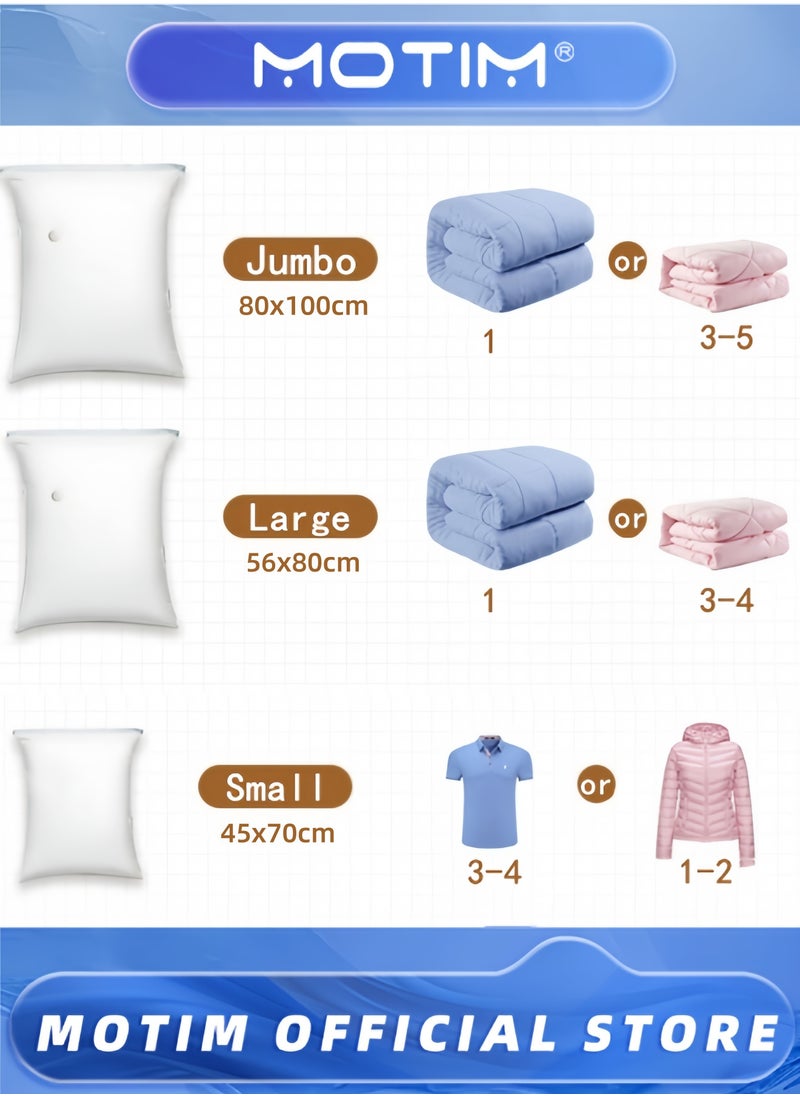 Motim - Vacuum Storage Bags with Electric Pump 6 Pack Reusable Compression Bags Space Saver Bags for Packing Clothes Mattress Bedding Travel - Image 1