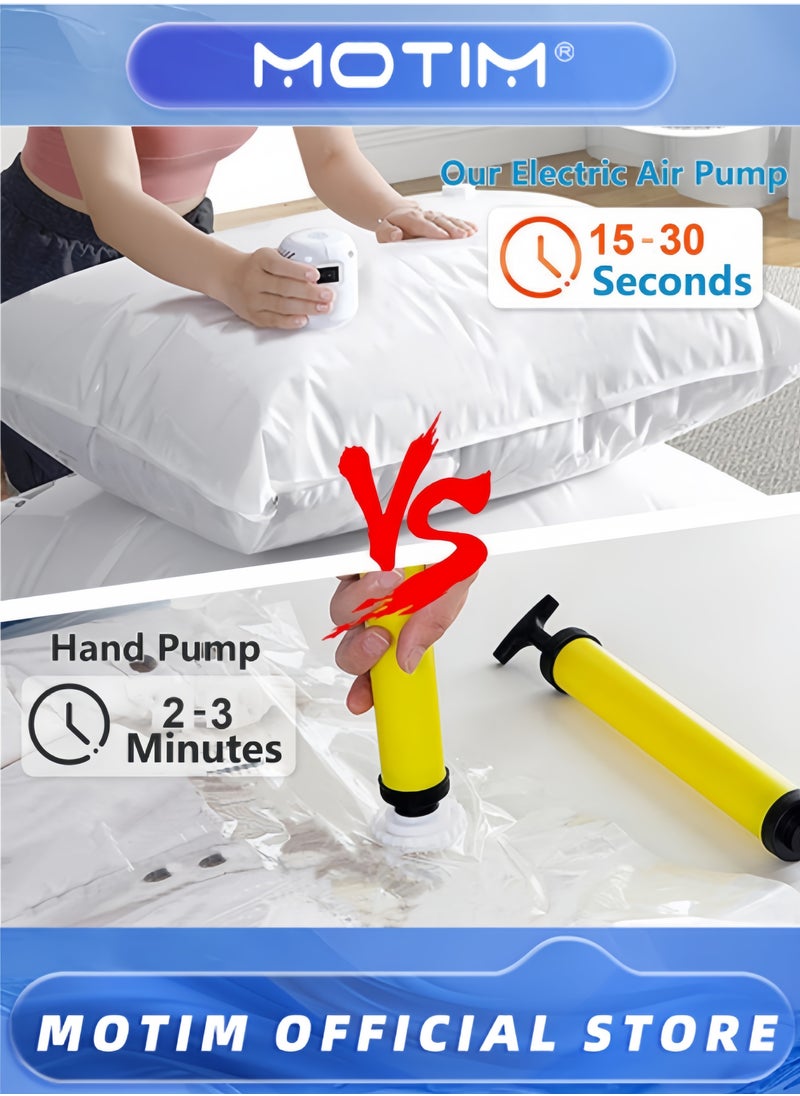 Motim - Vacuum Storage Bags with Electric Pump 6 Pack Reusable Compression Bags Space Saver Bags for Packing Clothes Mattress Bedding Travel - Image 1