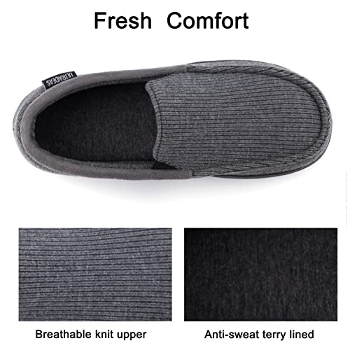 ULTRAIDEAS Men's Carver Slippers Moc Loafer House Shoes Memory Foam, Charcoal Grey, 11 US - Image 4