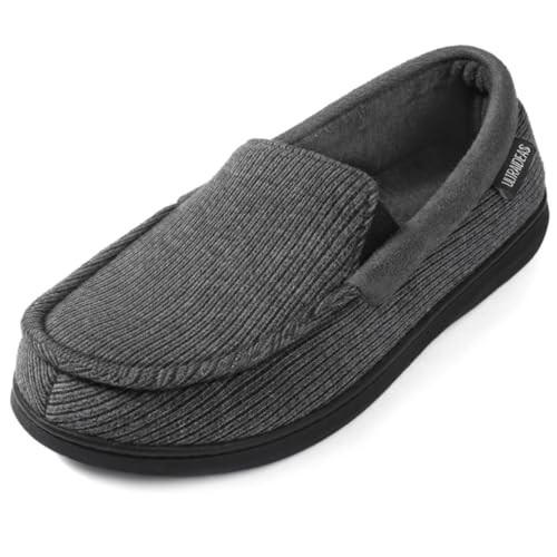 ULTRAIDEAS Men's Carver Slippers Moc Loafer House Shoes Memory Foam, Charcoal Grey, 11 US - Image 1