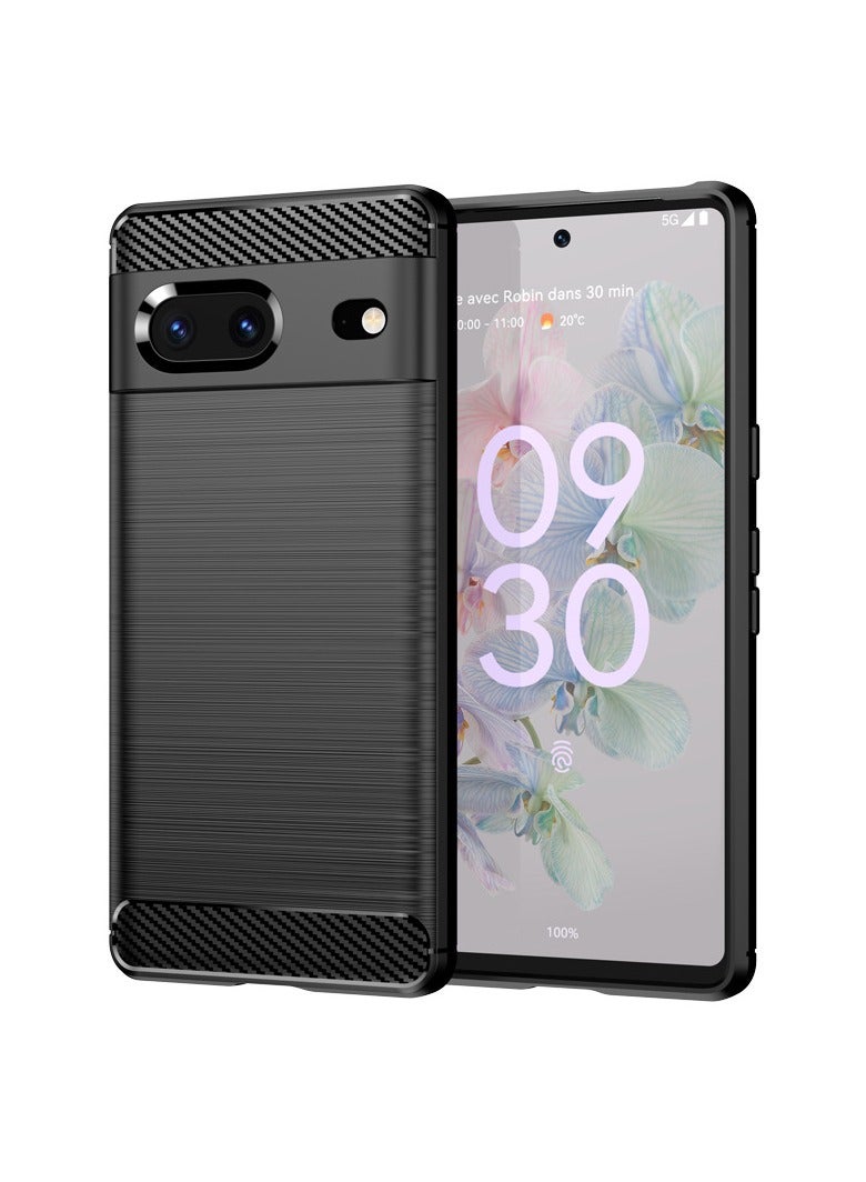 AROAQ Applicable to Google Pixel 7A Mobile Phone Case Google Pixel 7 Pro Brushed Carbon Fiber Anti-Fall Protective Cover Silicone Soft Shell