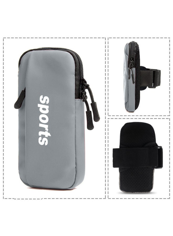 Generic Sports Arm Bag Music Running Bag Men And Women Waterproof Wrist Bag Gift Arm Bag Mobile Phone Arm Band Direct Sale-Color:Silver Gray (regular Vertical Zipper Arm Bag)-Capacity:Universal For Mobile P  - Image 4