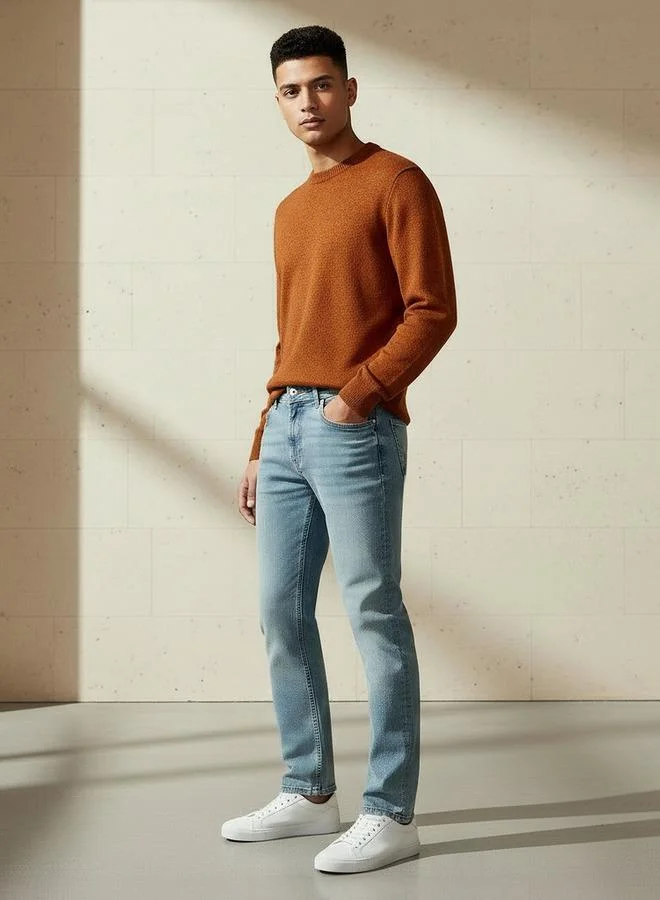 سبلاش فيڤ جينز رجالي بقصة ضيقة وخصر مرن وجيوب