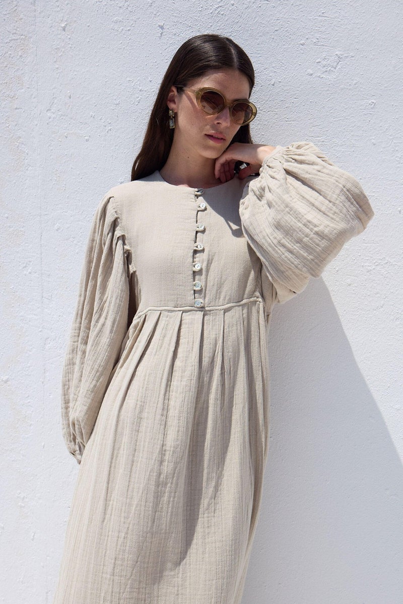Manuka Gathered Linen Maxi Dress  - Image 4