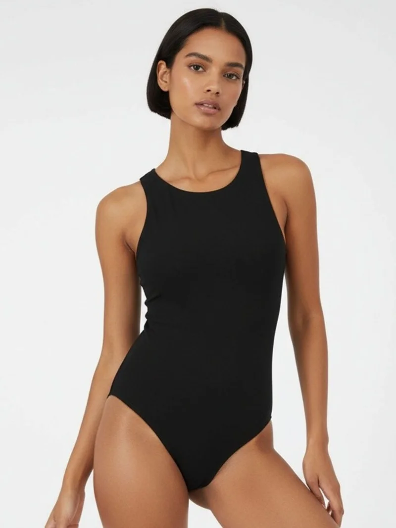 BIG DART BDART Fitted Sleeveless Crew Neck Bodysuit with Snap Closure