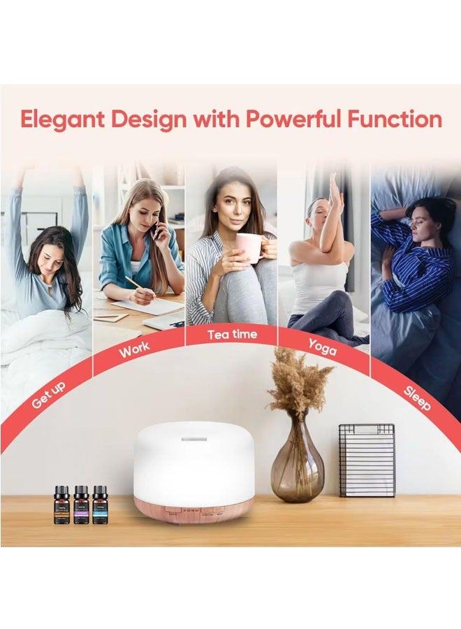 500ml Essential Oil Diffuser with Bluetooth Speaker 5.0, Quiet Aromatherapy Mist Diffusers for Essential Oils, Ultrasonic Oil Diffuser with Remote Control, 7 Colors Light for Bedroom