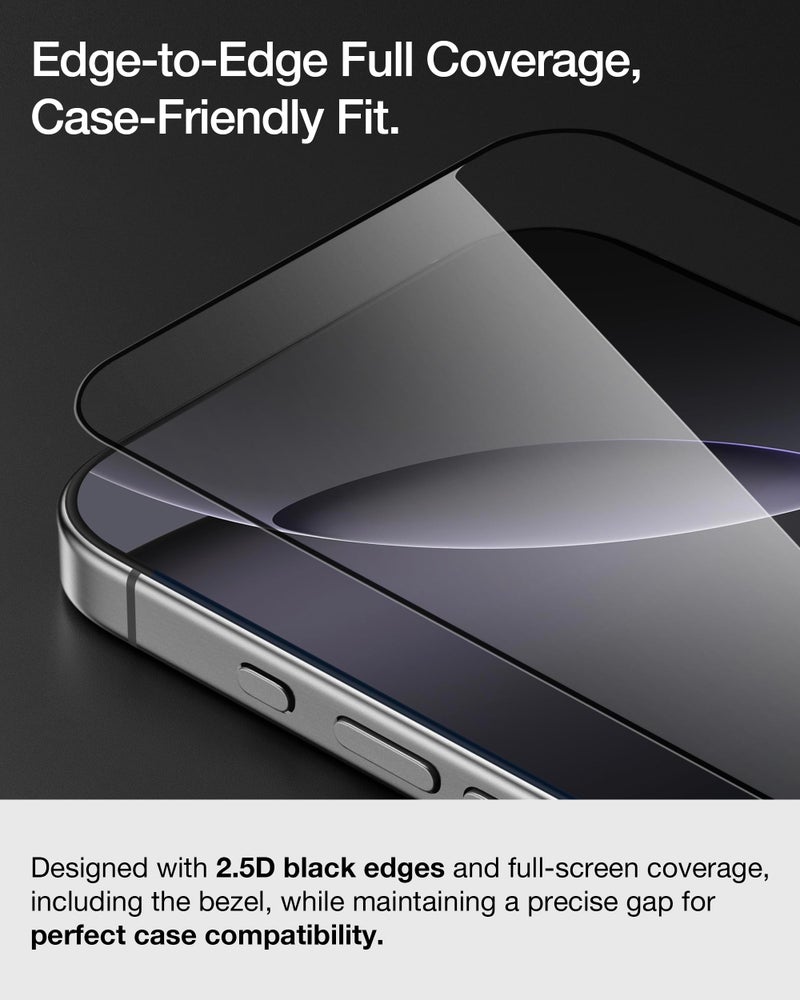 Upcommon UARMOR Screen Protector for iPhone 17 Pro, HD Clear, 9H Tempered Glass with Easy Installation Kit, Full Edge Coverage Fit, 2Pack [ for iPhone 17 Pro ] - Image 5