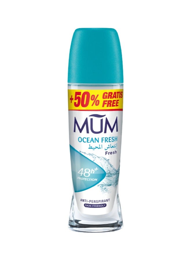 MUM Deodorant Roll-on - Ocean Fresh, 48-Hrs Protection, Quick Drying Formula For All Skin Type, Pack of 3, 75ml Each - Image 2
