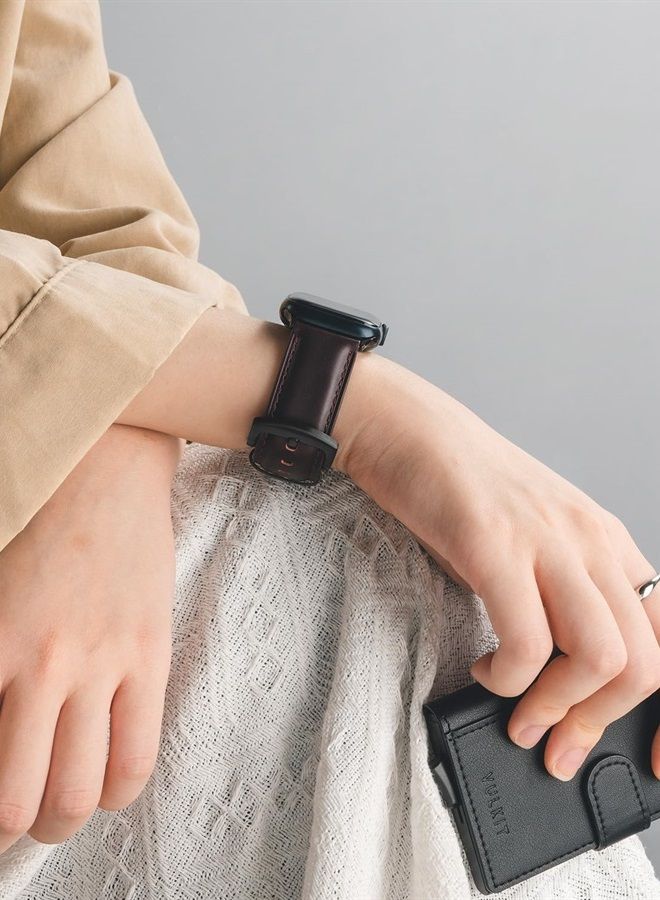 أشرطة جلدية عتيقة متوافقة مع أحزمة ساعة آبل 42mm 44mm 45mm 49mm، أساور جلدية أصلية متوافقة مع آبل آي ووتش ألترا SE سلسلة 8 7 6 5 4 3 2 1 (إبريسو)