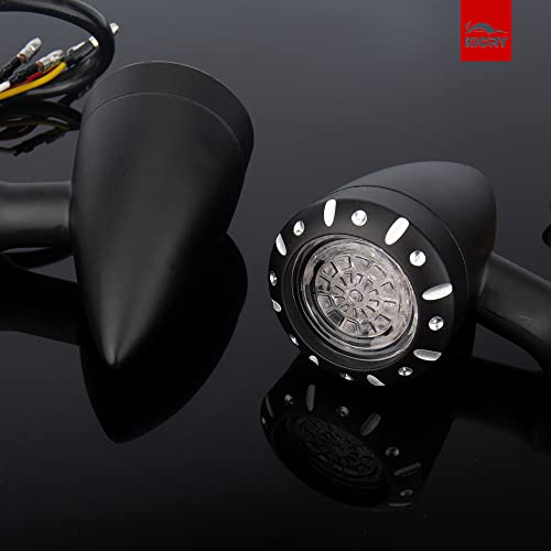 KICRY Motorcycle Rear Bullet Turn Signal Light 4 Wires LED Indicator Compatible for Chopper Bobber Harley Softail Iron Cruiser Honda Shadow Suzuki Kawasaki Yamaha (Black) - Image 3