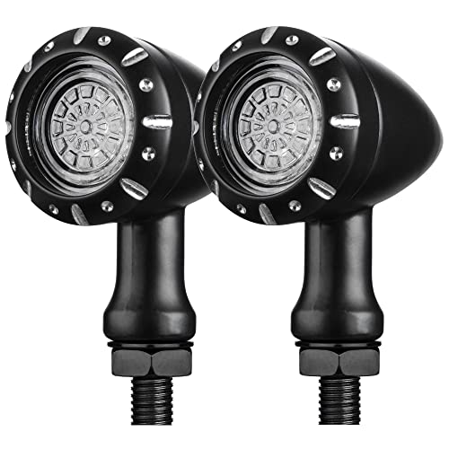 KICRY Motorcycle Rear Bullet Turn Signal Light 4 Wires LED Indicator Compatible for Chopper Bobber Harley Softail Iron Cruiser Honda Shadow Suzuki Kawasaki Yamaha (Black) - Image 1