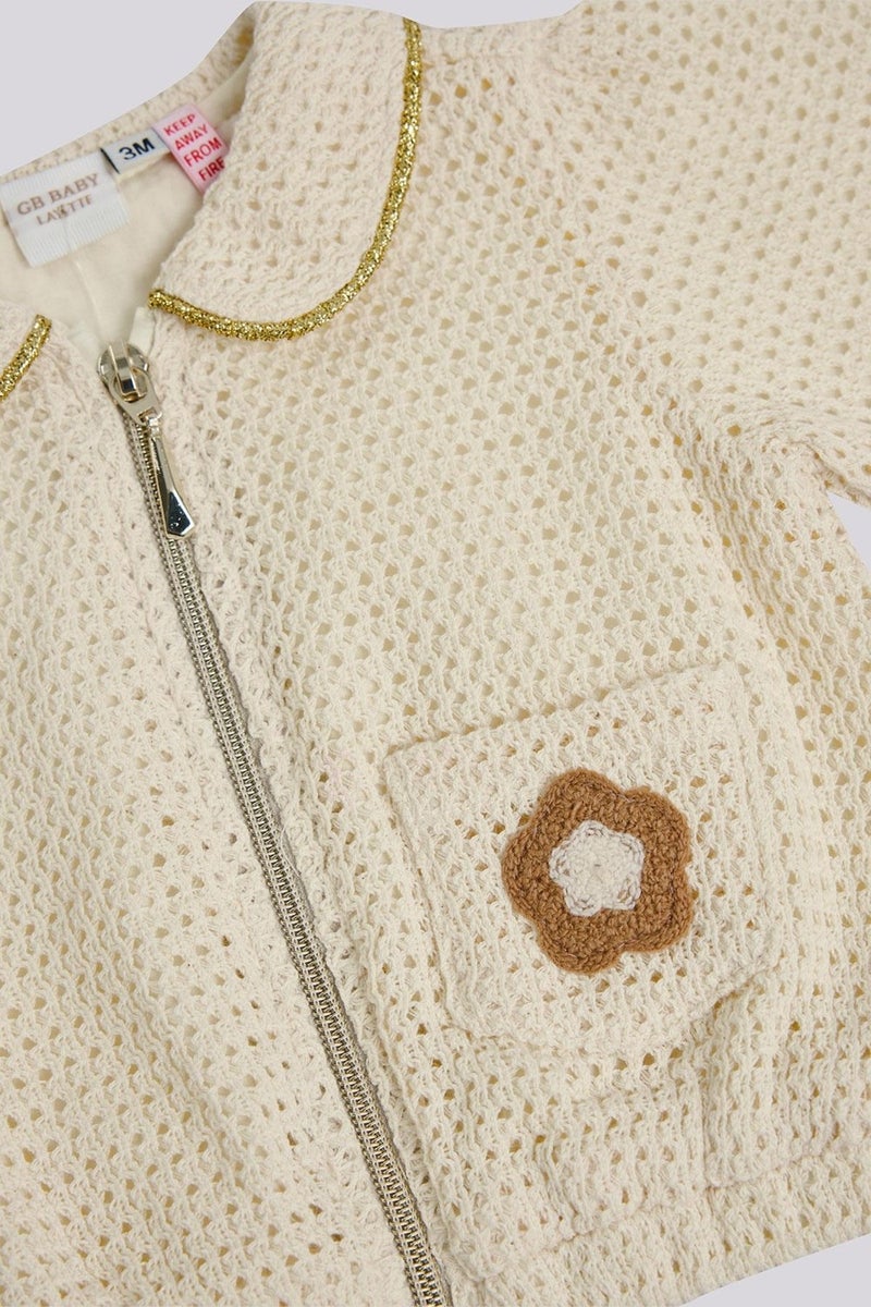 Layette Bg Store Baby Girl Ecru Tracksuit Top  - Image 3