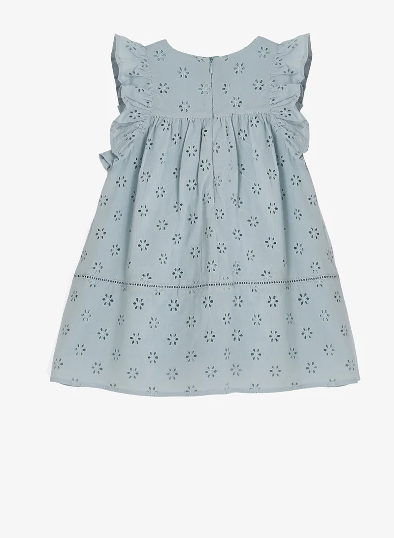 ريبلز مع نمشي Girls Eyelet Embroidered Cotton Dress