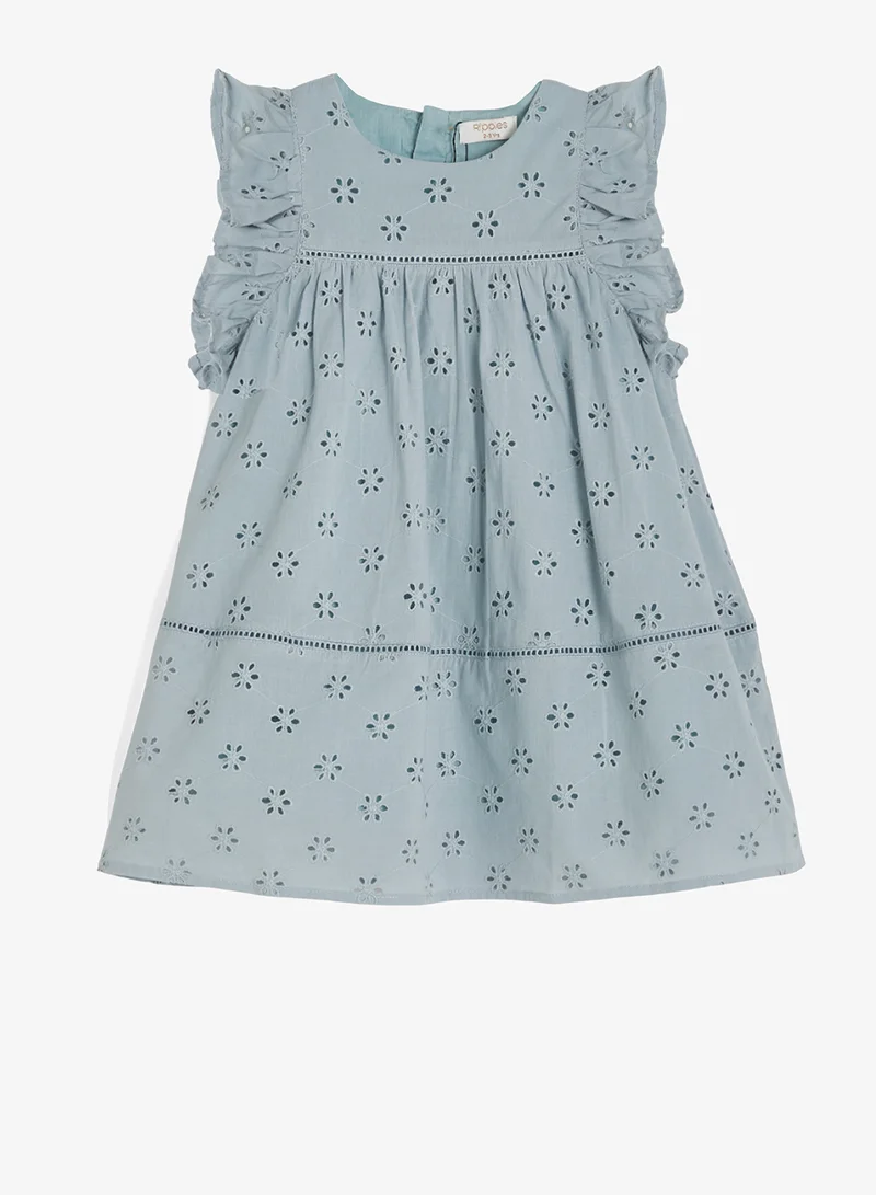 ريبلز مع نمشي Girls Eyelet Embroidered Cotton Dress