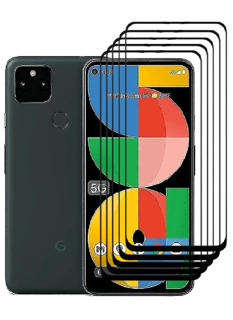 AINA 5 Pieces Tempered Glass Screen Protector 5D Designed For Google Pixel 5a 5G Full Glue Edge to Edge Full Screen Coverage And Bubble Free - Image 1