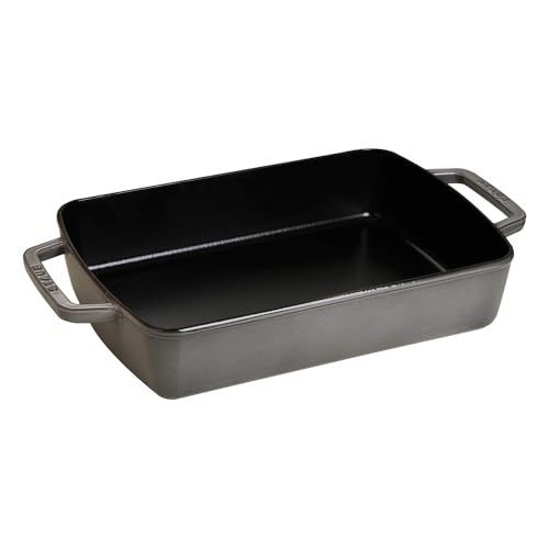 Staub Cast Iron 12inch x 8inch Roasting Pan  Graphite Grey Made in France