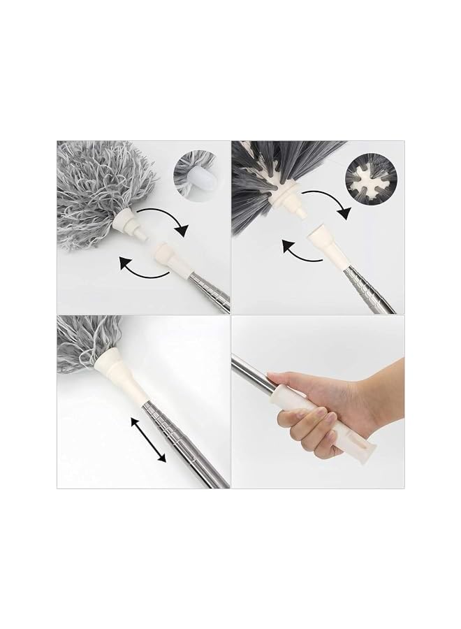 promass Extra Long Extension Pole, Microfiber & Cobweb Double Replacement Heads Extendable Dusters for Cleaning High Ceiling Fan, Cars - Image 2