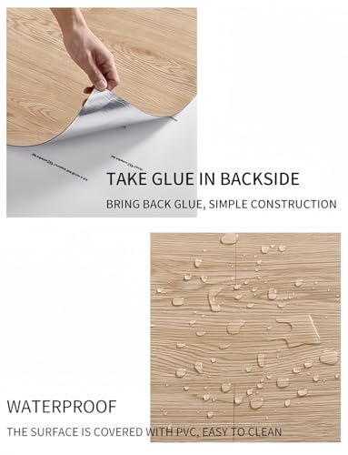 FOGZUVR 2 Rolls 23.6''x10FT Vinyl Flooring Roll 38.75 sq.ft: Peel and Stick Floor Tiles Self-Adhesive Durable Waterproof Wood Grain Large Plank for Living Room, Bedroom, Bathroom(Light Walnut, 23.6''x10FT) - Image 3