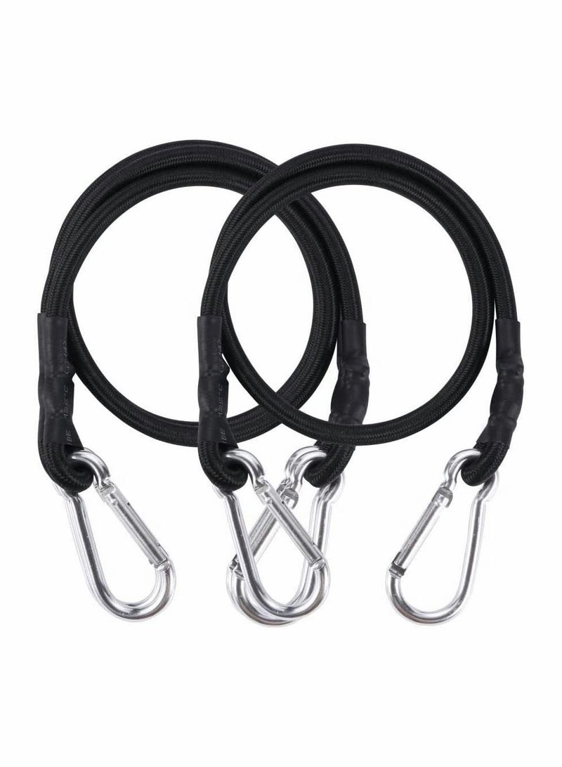 Y&D 2M Extra Long Bungee Cord, SYOSI Anti Falling Fixed Lashing Rope with Carabiner Black, Elastic Binding for Truck and Electric Vehicle Packaging 2Pcs  - Image 1
