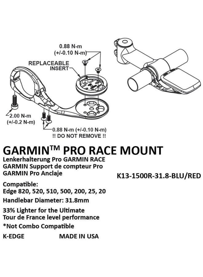 K-Edge Race Aero Mount for Garmin Edge 20, 25, 520, 820, Red, One Size - Image 2