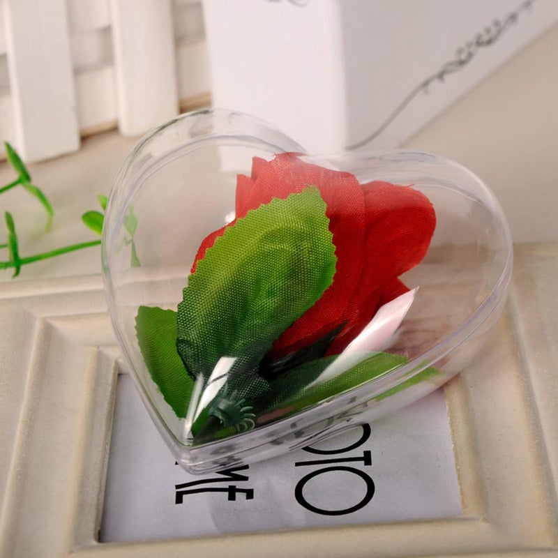 LUOEM 10pcs Clear Plastic Acrylic Fillable Hearts Shape Box DIY Craft Hanging Ornament for Wedding Engagement Anniversary Party Decor - Image 3