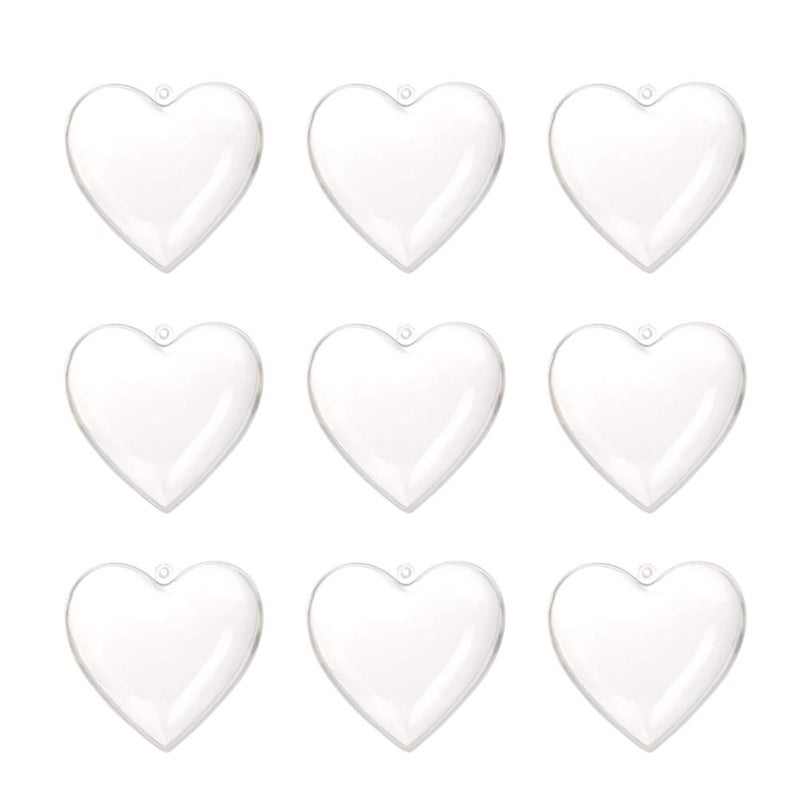 LUOEM 10pcs Clear Plastic Acrylic Fillable Hearts Shape Box DIY Craft Hanging Ornament for Wedding Engagement Anniversary Party Decor - Image 1