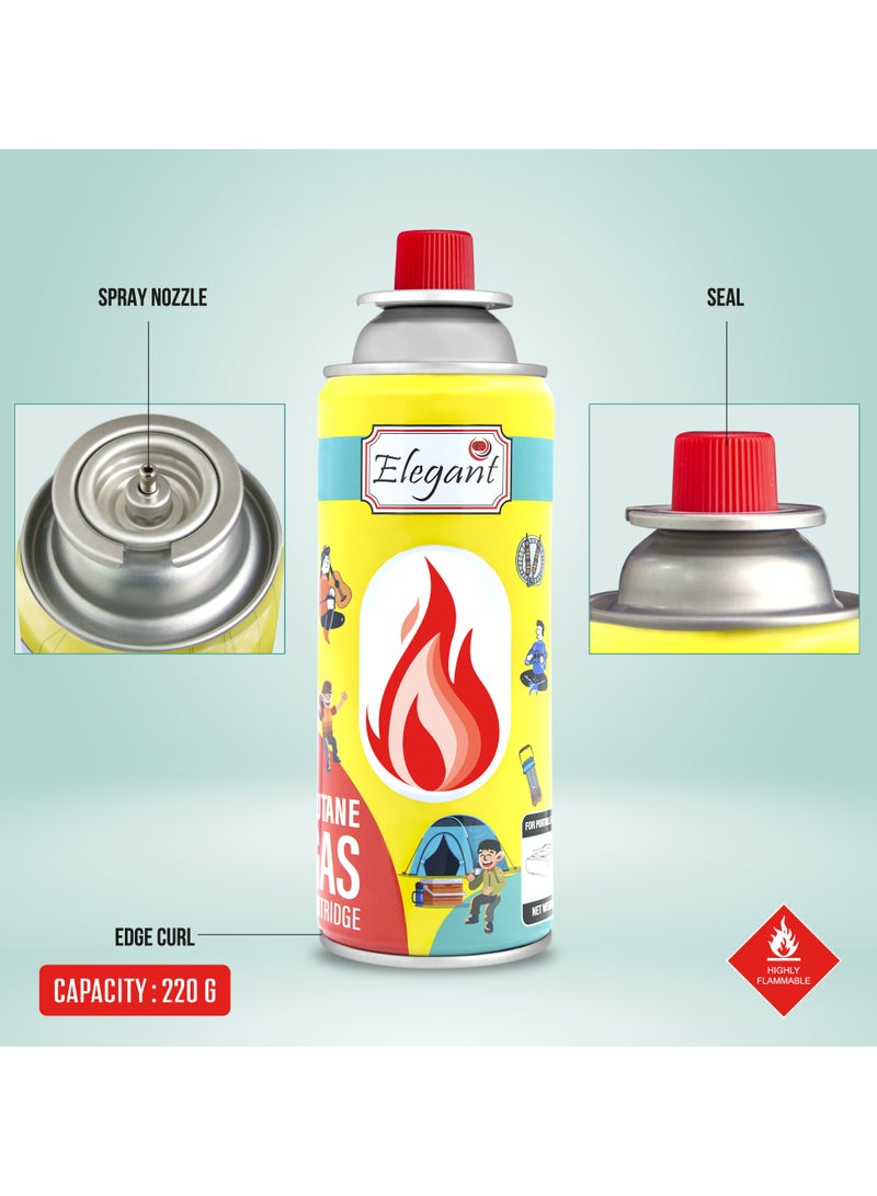 Elegant 4 Piece Butane Gas Cartridge 220g - 400ml - Image 2