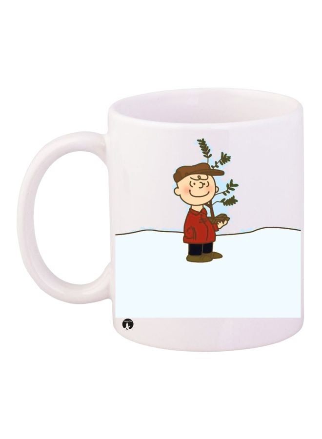 RYN Cartoon Printed Coffee Mug White/Red/Brown 11ounce