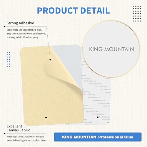 KING MOUNTAIN Canvas Repair Patch 9 x11 Inch 2 Pcs Self-Adhesive Waterproof Fabric Patch for Sofas, Tents, Furniture,Tote Bags, Car Seats (Beige) - Image 3