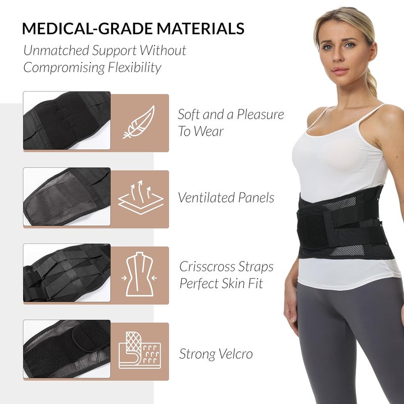 NeoTech Care دعامة ظهر نيتوتك للنساء أو الرجال حزام دعم أسفل الظهر باللون الأسود مقاس S - Image 3