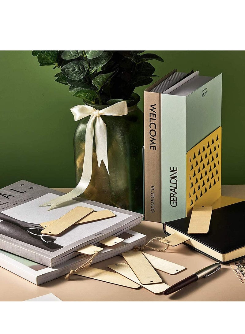 DIY Wooden Blank Bookmarks for Crafting - Unfinished Rectangle Tags with Holes and Ropes for Wedding and Birthday Party Decorations - Set of 24 - Image 5