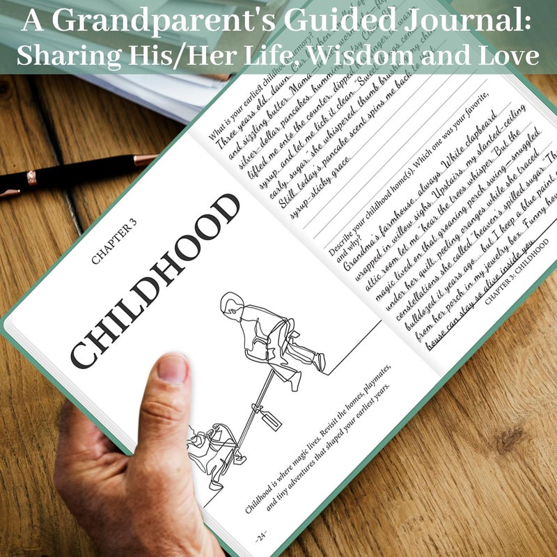 SIMSIMY Grandparent's Life Story Journal, Grandparents Memory Keepsake Legacy Journal with Prompt Questions, Linen Hardcover Book Heirloom Birthday Gift for Nana, Grandma, Grandpa, Parents, A5 - Image 5