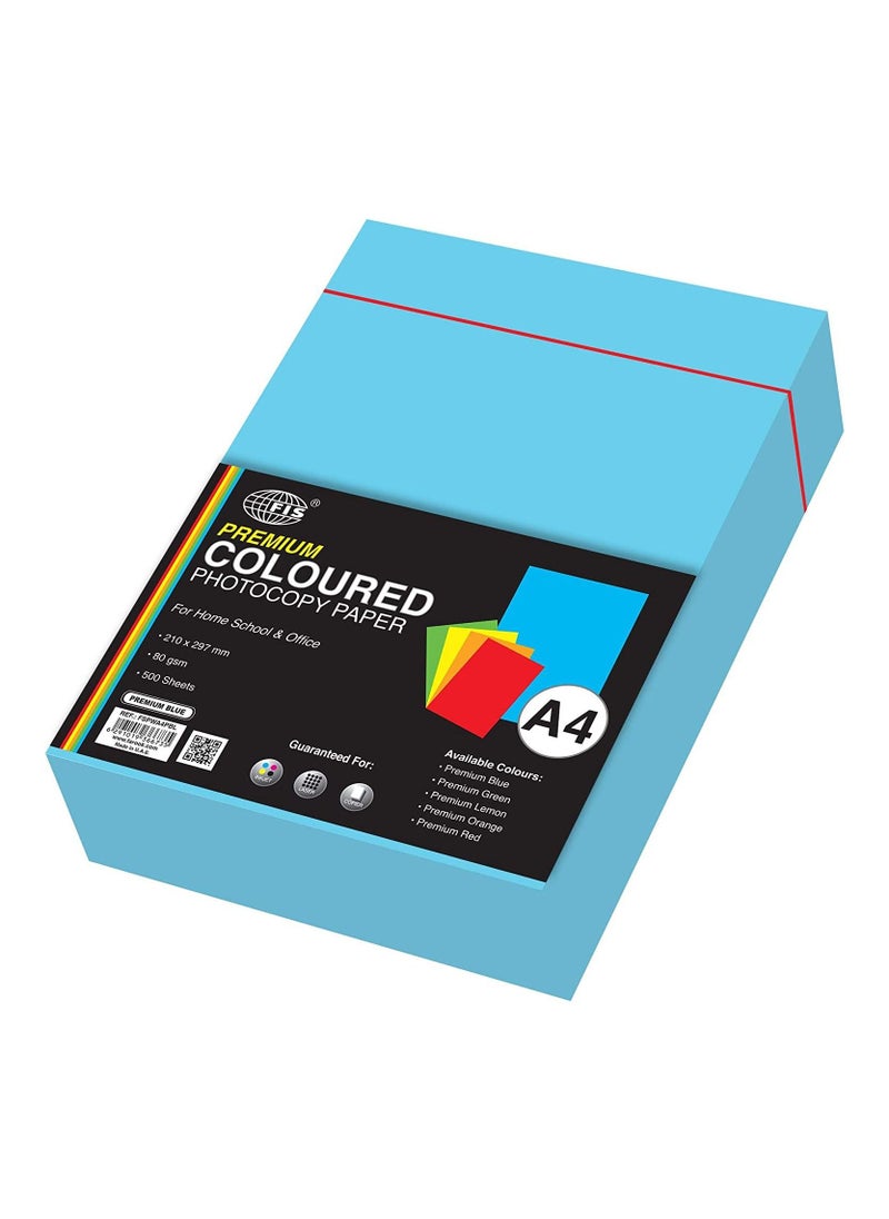 FIS FIS Premium Color Photocopy Paper, 500 Sheets, 80 gsm, Premium Blue Color, A4 Size - FSPWA4PBL 
