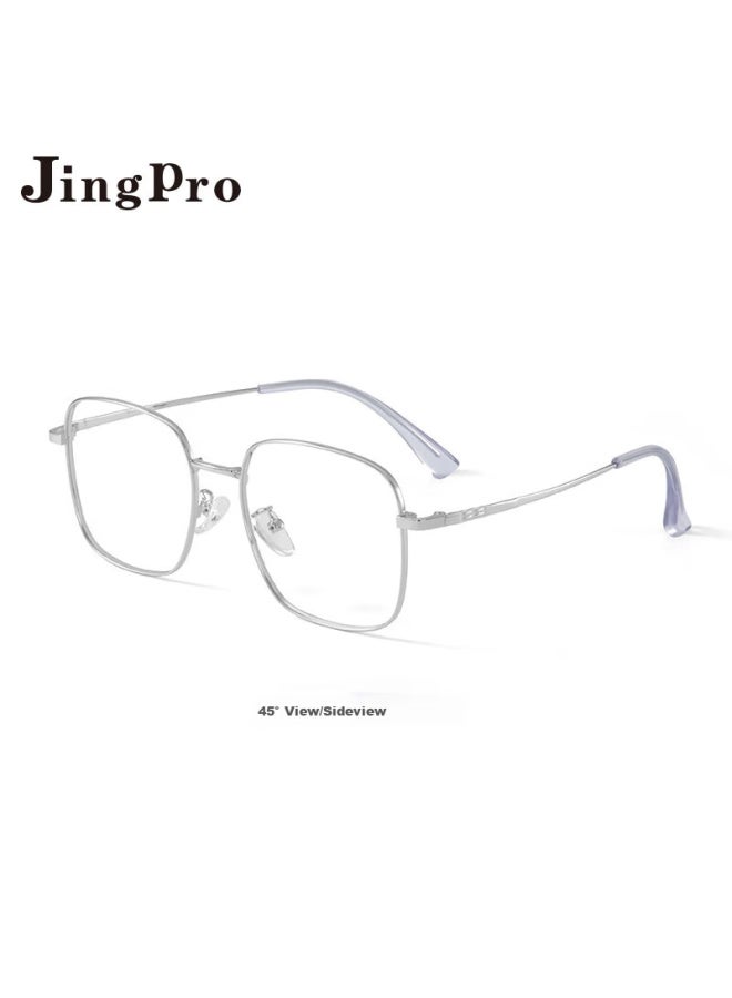 Mirror State Jingbang Men's Ultra-light Women's Large-face Slimming Square Frame Blue Light Blocking Gl With Prescription Silver Plain Blue Light Blocking - Image 4