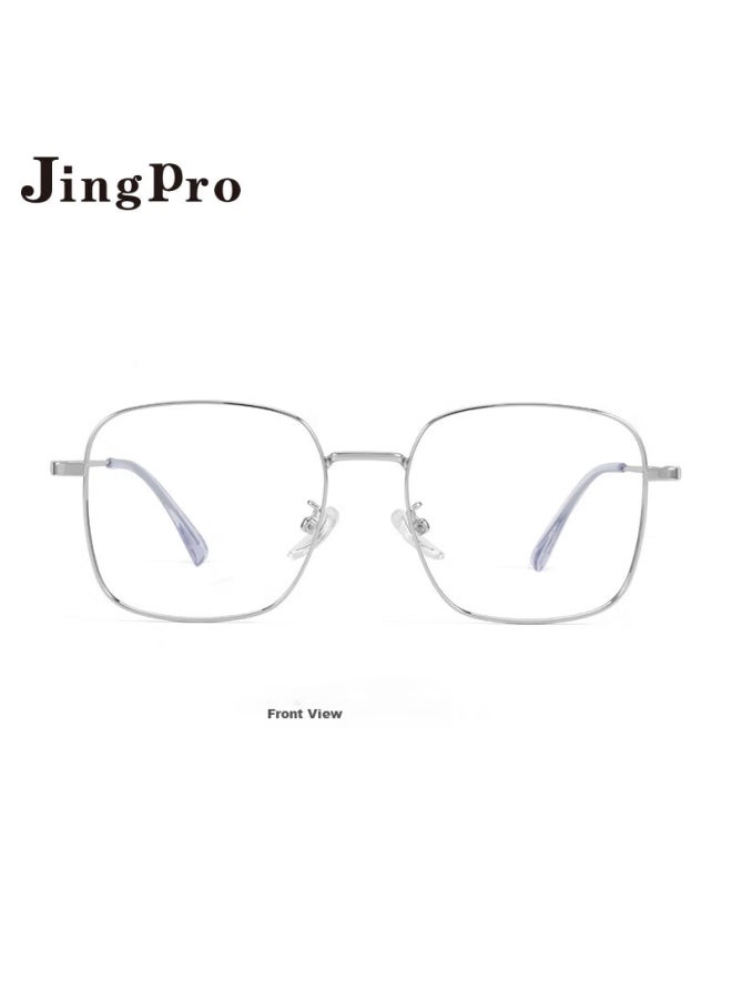 Mirror State Jingbang Men's Ultra-light Women's Large-face Slimming Square Frame Blue Light Blocking Gl With Prescription Silver Plain Blue Light Blocking - Image 3