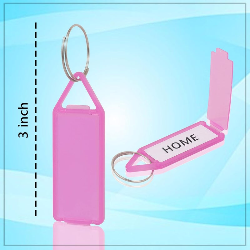 GLUN® Key Tags Labels, 50 Piece Multicolour Tags Plastic Multicolor Assorted Keychain with Both Side ID Label and Split Ring for Office, Home Key - Image 5