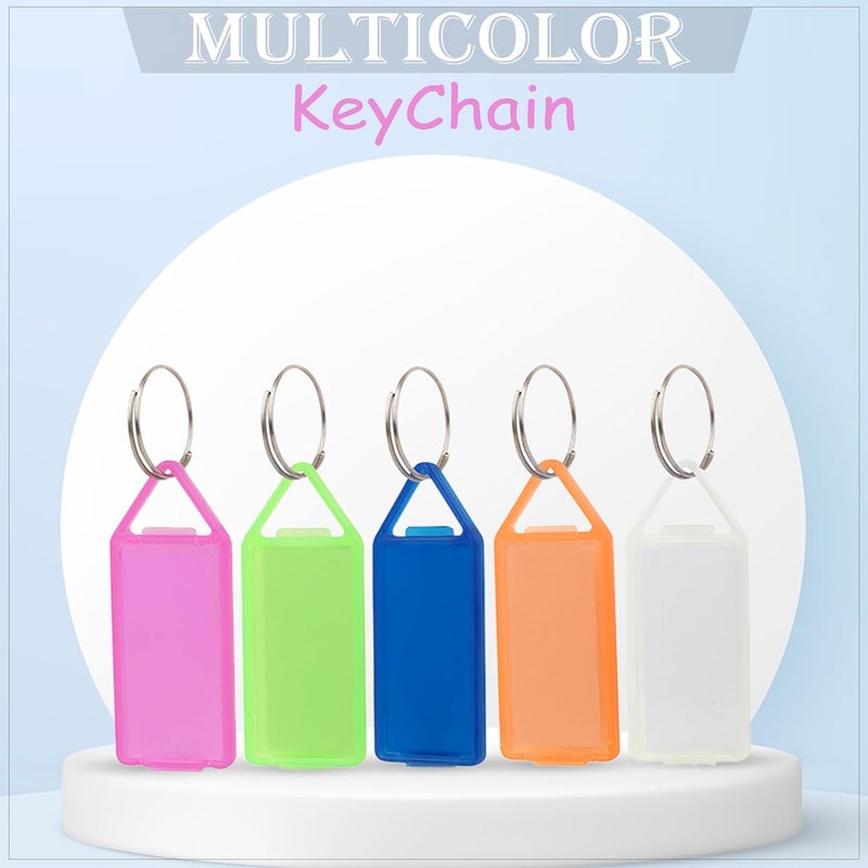 GLUN® Key Tags Labels, 50 Piece Multicolour Tags Plastic Multicolor Assorted Keychain with Both Side ID Label and Split Ring for Office, Home Key - Image 3