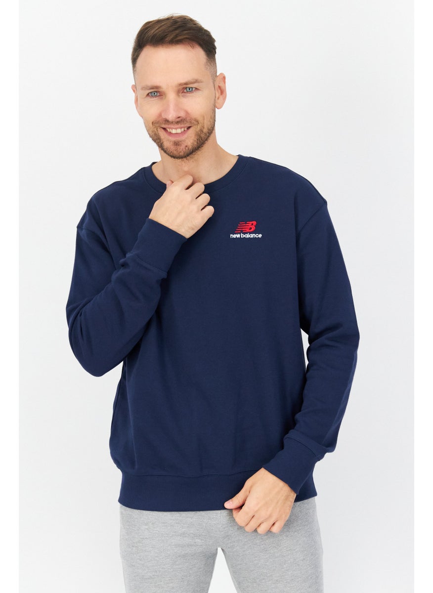 New Balance Unisex Sportswear Fit Long Sleeves Sweatshirt, Navy Blue  - Image 1