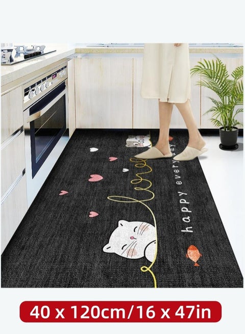 Kitchen Floor Mat,40 x 120cm/16 x 47in Kitchen Carpet Anti-Slip Kitchen Floor Mat Carpet Water-Absorbing Standing Mat Easy Claening & Quick-Drying for Home Kitchen Bathrooms