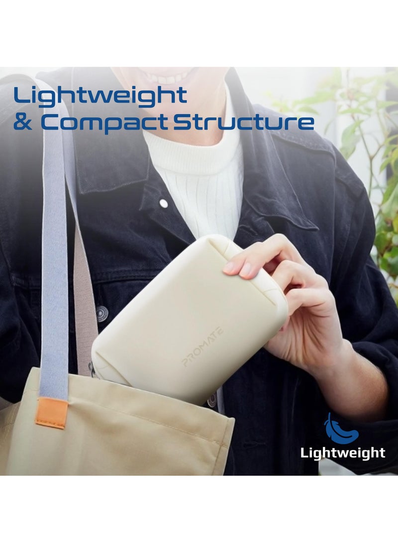 Promate Mini Tech Organizer Pouch with Multiple Compartments, Durable Waterproof PU Material, Lightweight Compact Design, Modern Stylish Aesthetic for Efficient Storage of Accessories and Essentials – Velvena Beige beige - Image 4