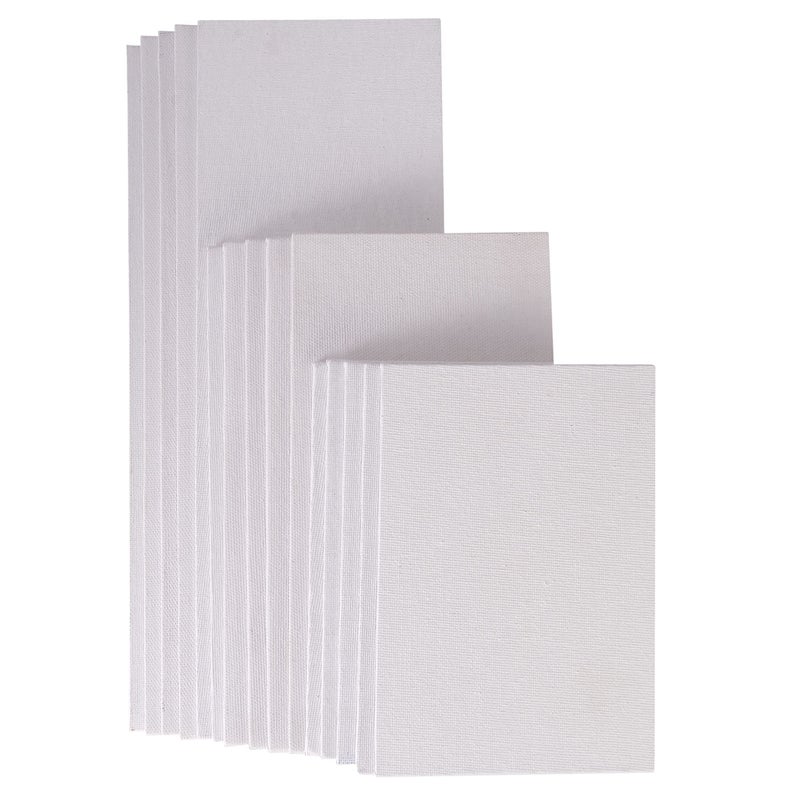 Worison Roy Fine Art 15pc Cotton Canvas Medium Grain Board with 4MM Board Backing 4x4,4x8 and 4x12 Inch 5Pc Each - Image 1