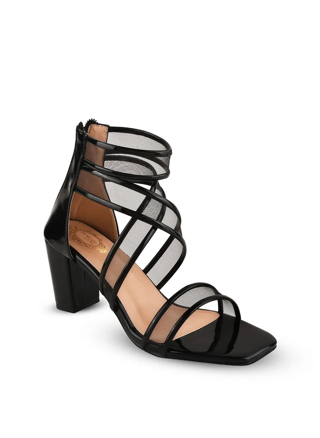 شوتوبيا Shoetopia Girls Mid Top Cross Strap Open Toe Block Heels With Zip