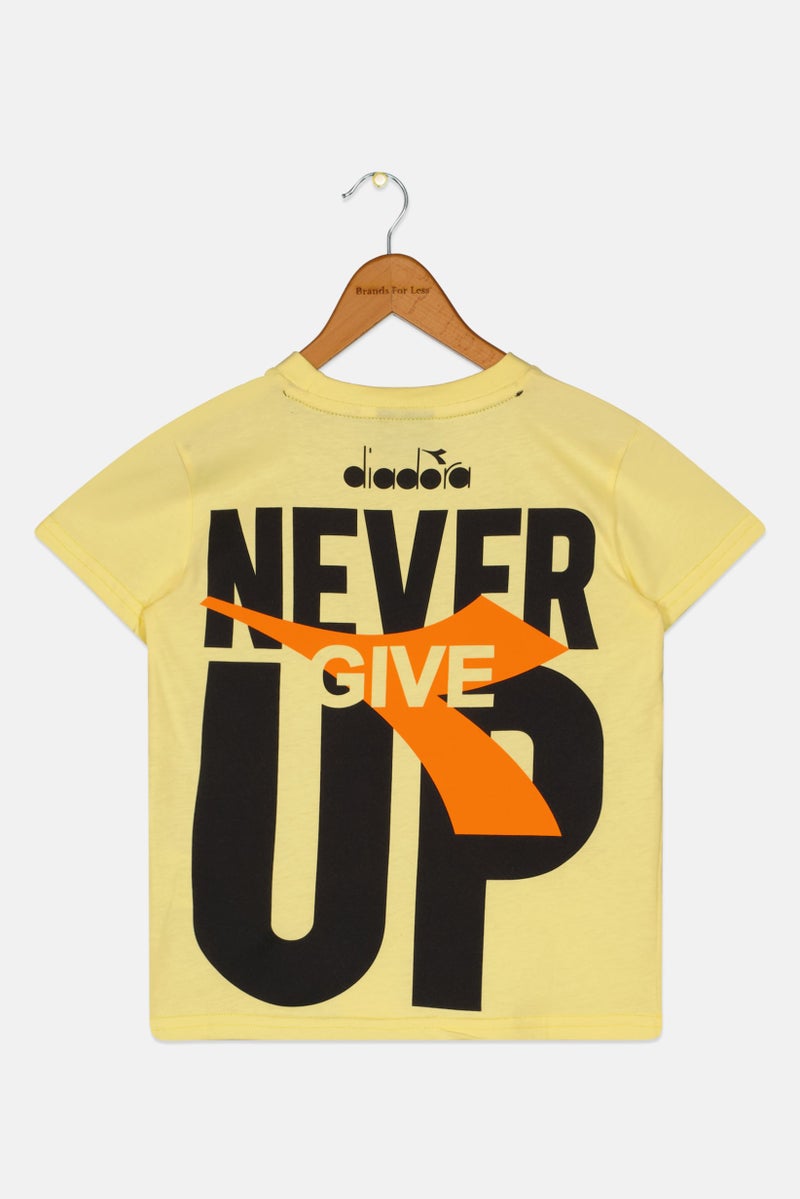 DIADORA Toddlers Girl Cap Sleeve Brand Logo Tops, Yellow Combo - Image 2