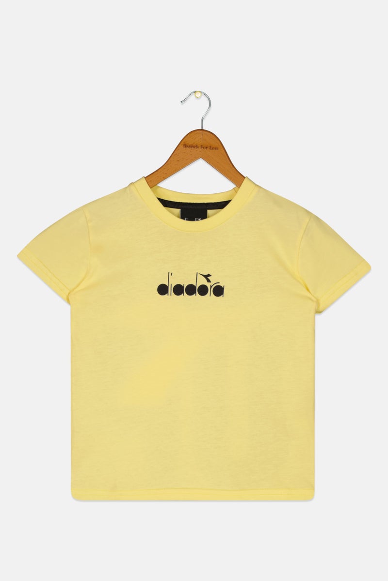 DIADORA Toddlers Girl Cap Sleeve Brand Logo Tops, Yellow Combo - Image 1